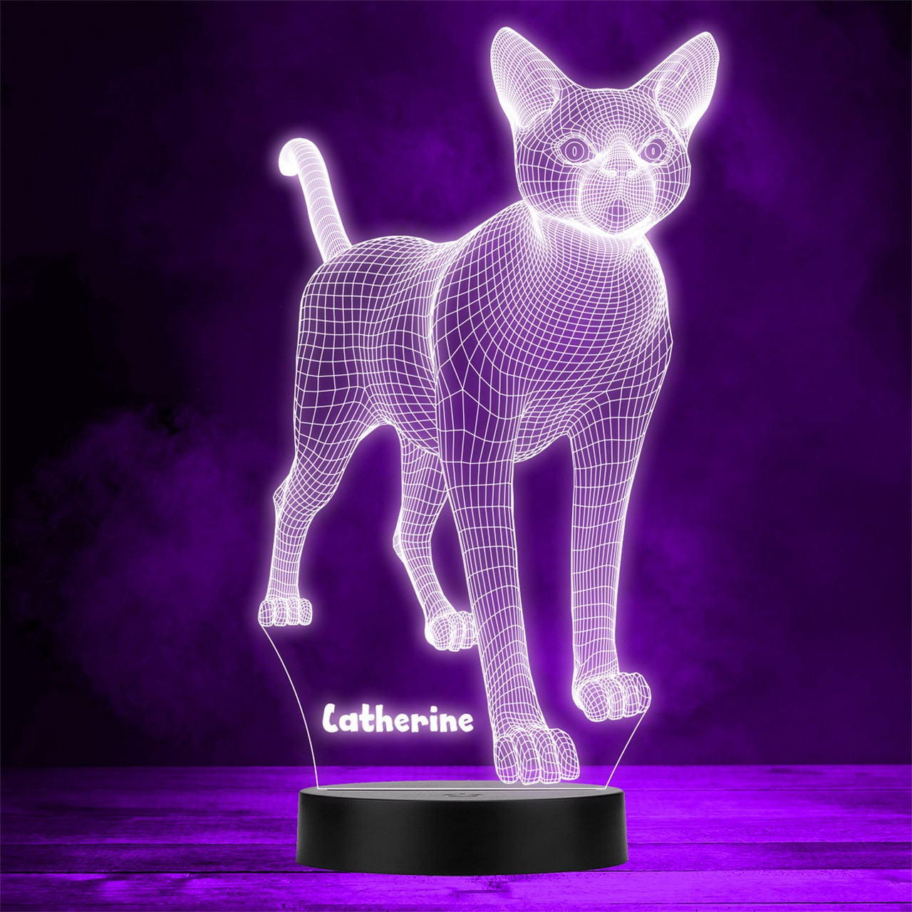 Laser Cut Cat 3D Illusion Night Lamp