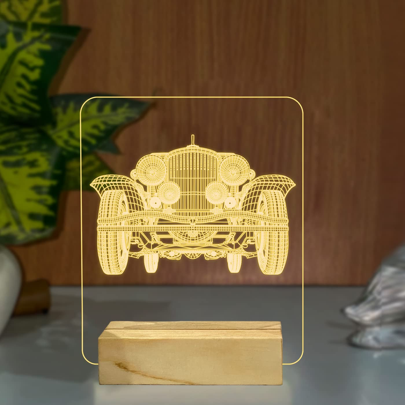 Laser Cut Royal Classic Car 3D Illusion Night Lamp