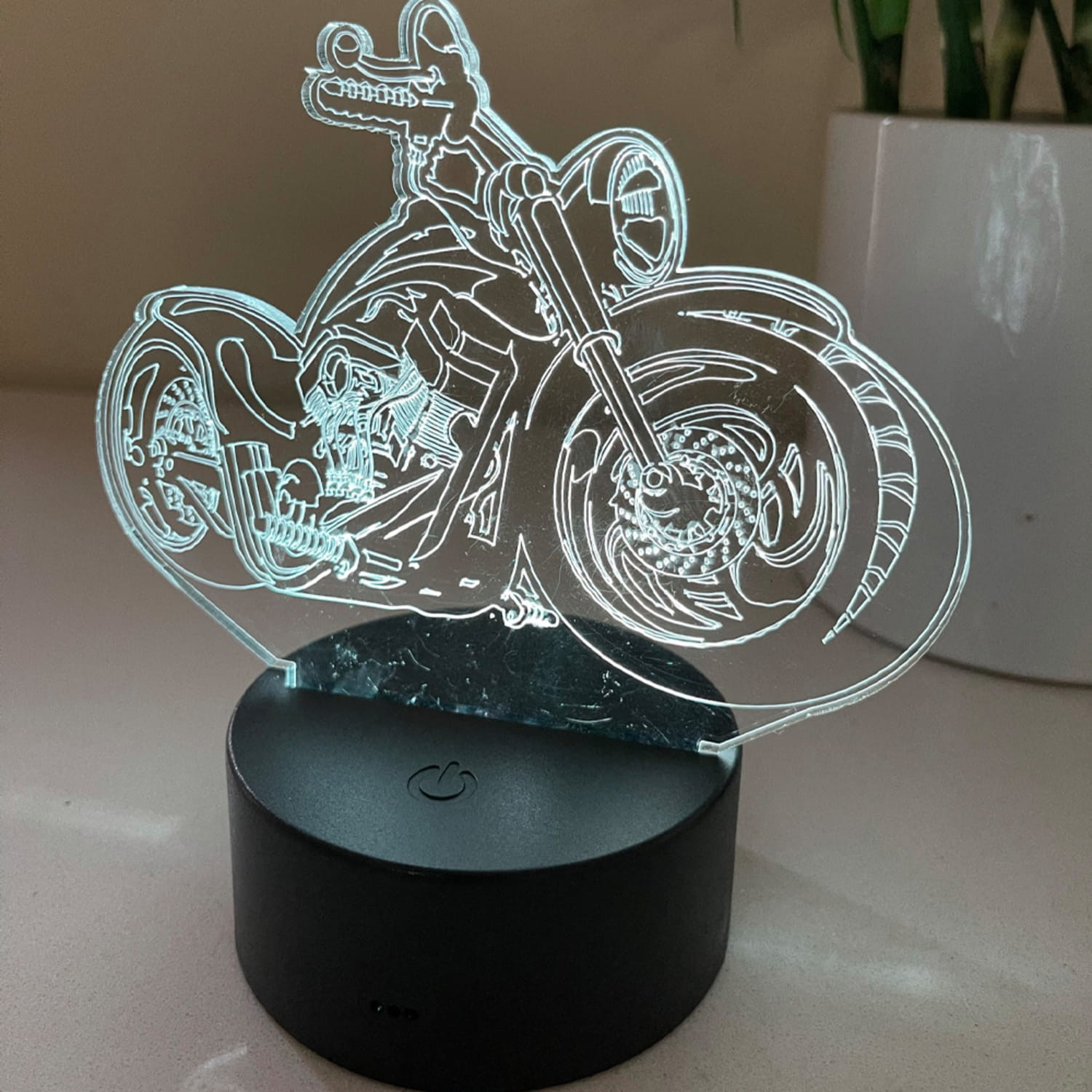 Laser Cut Motorbike 3D Illusion Lamp