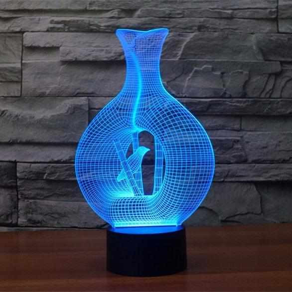 Laser Cut Vase 3D Led Night Light