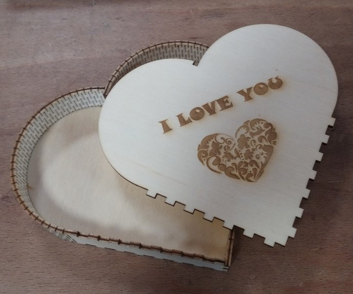 Laser Cut Wooden Blank Heart Shaped Box