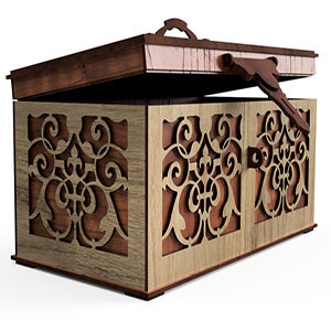 Laser Cut Rustic Treasure Chest Jewelry Storage Box Free Vector