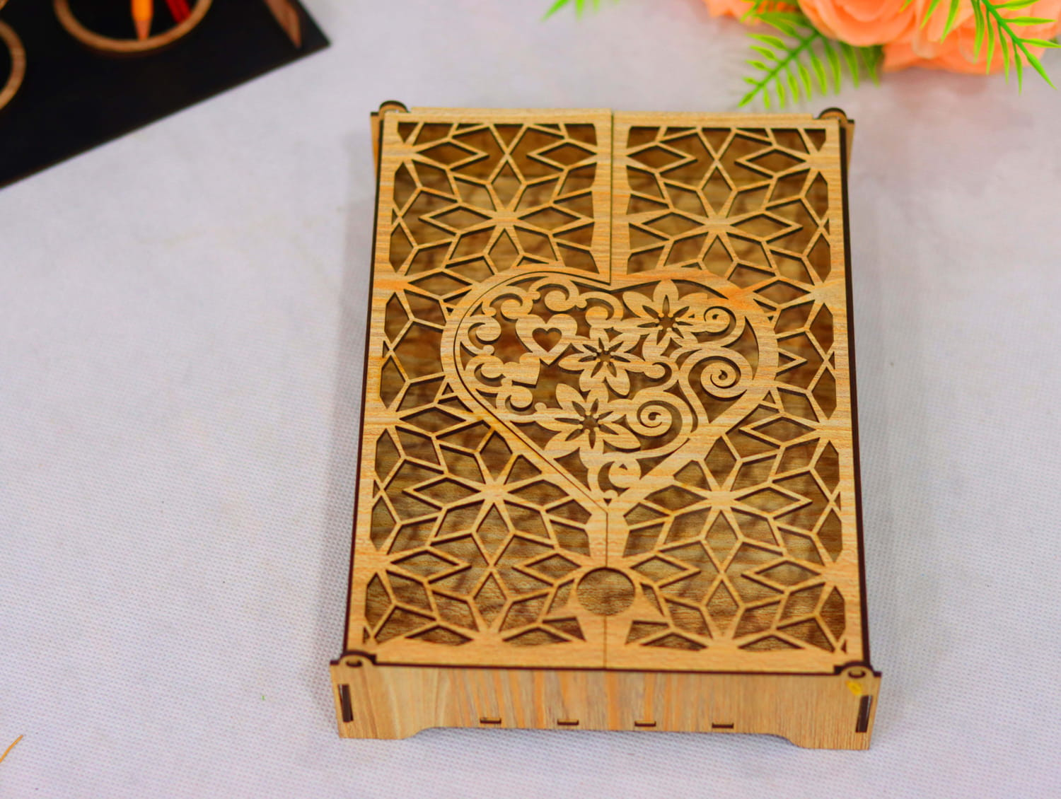 Laser Cut Heart Jewelry Box