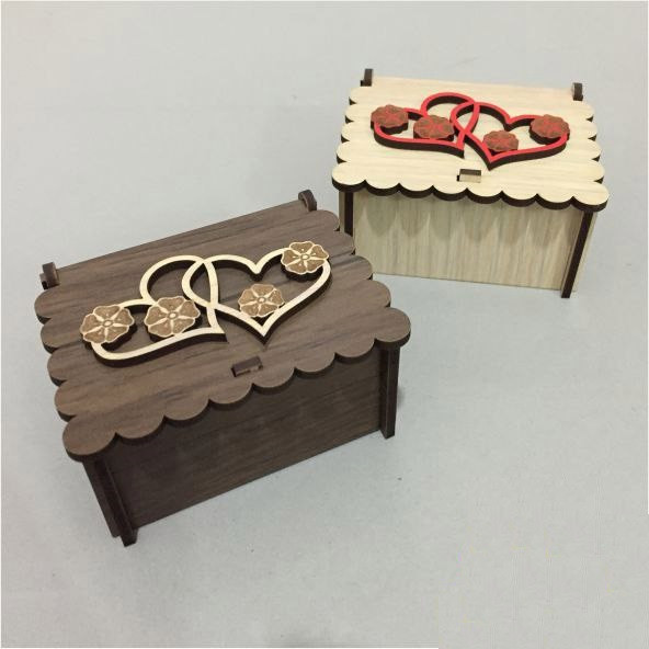 Laser Cut Heart Wooden Box