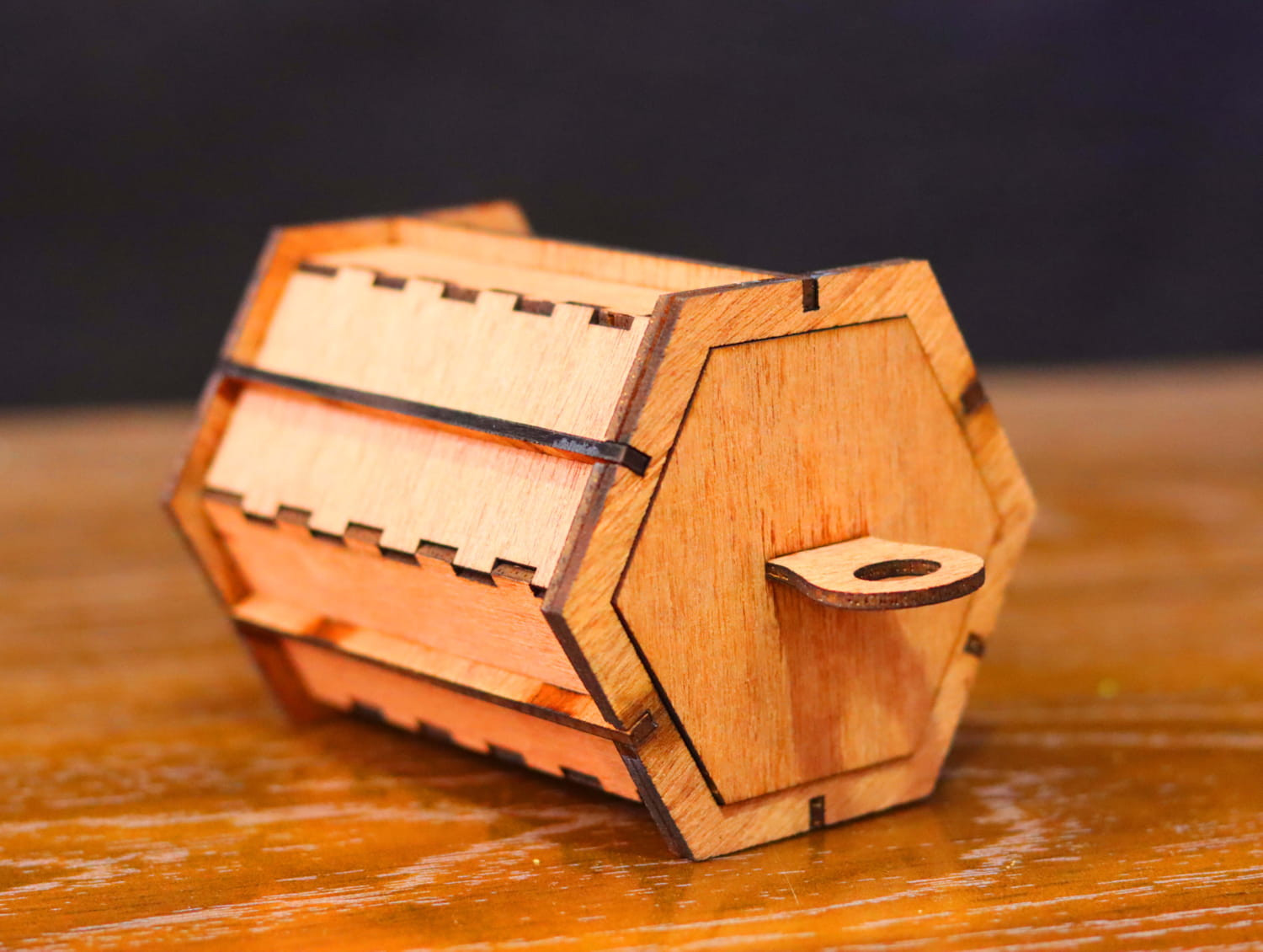 Laser Cut Wood Hexagonal Drawer Storage Box