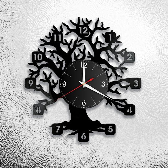 Laser Cut Wall Clock With Tree Pattern