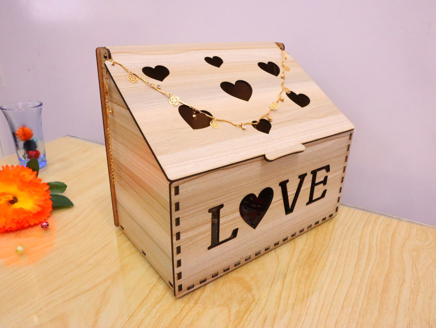 Laser Cut Love Heart Jewelry Box