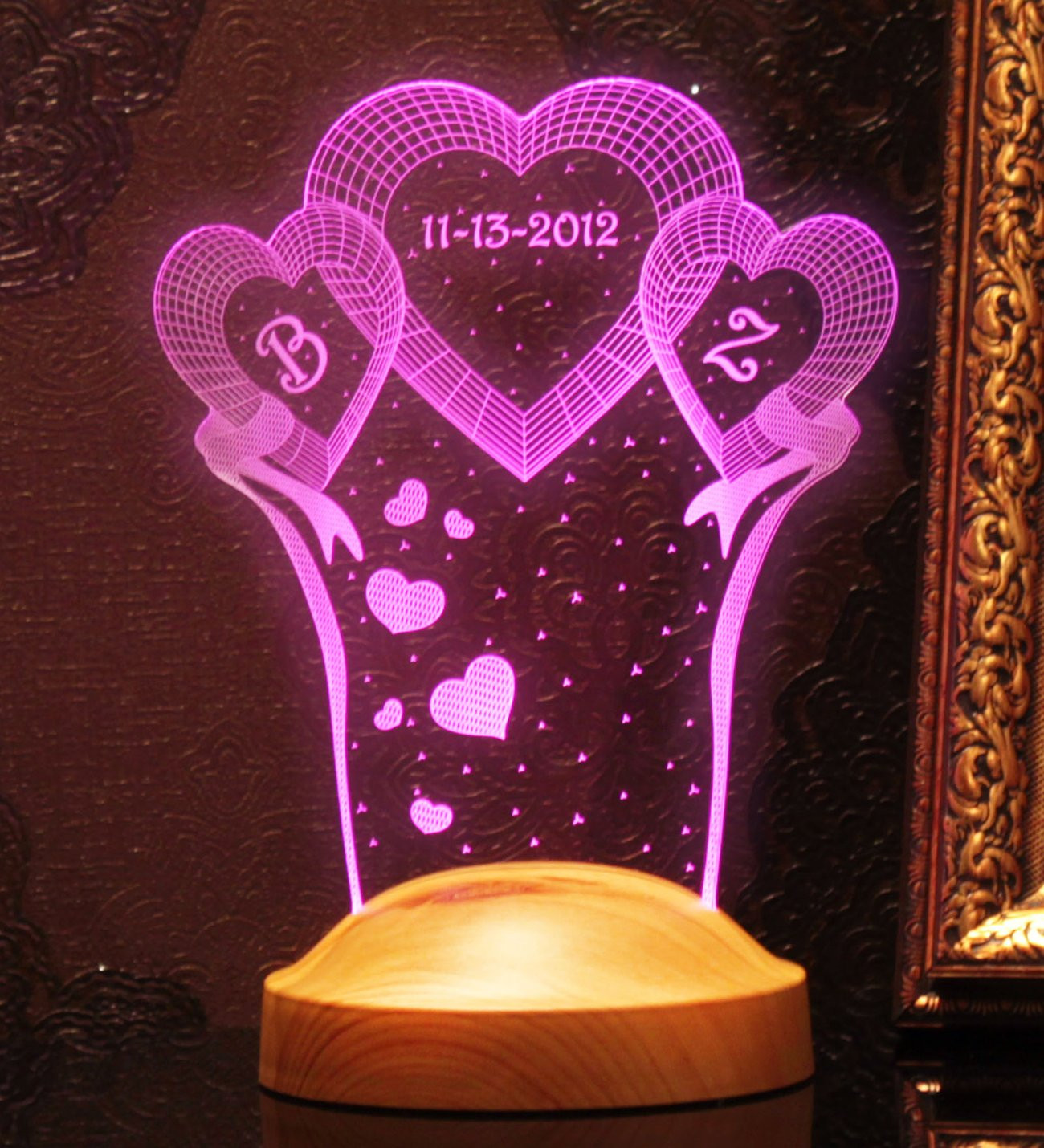 Laser Cut Anniversary Wedding Gift For Her 3D Illusion Lamp