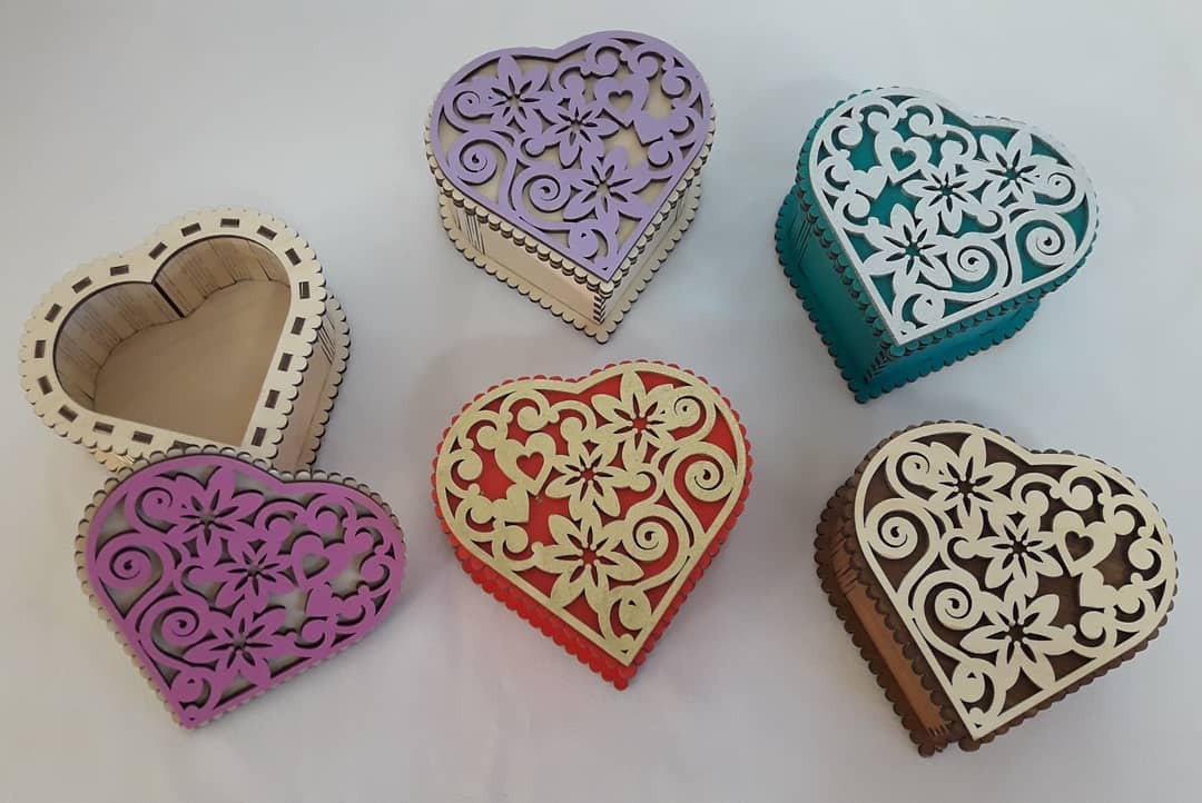 Laser Cut Heart Shaped Chocolate Box