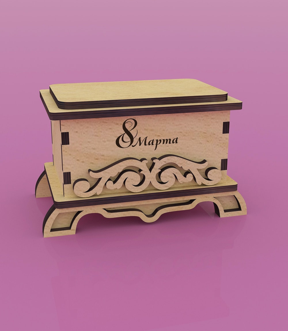 Laser Cut Treasure Box Free Vector