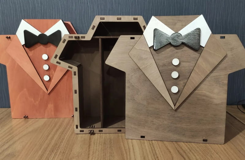 Laser Cut Wooden T Shirt Shape Box