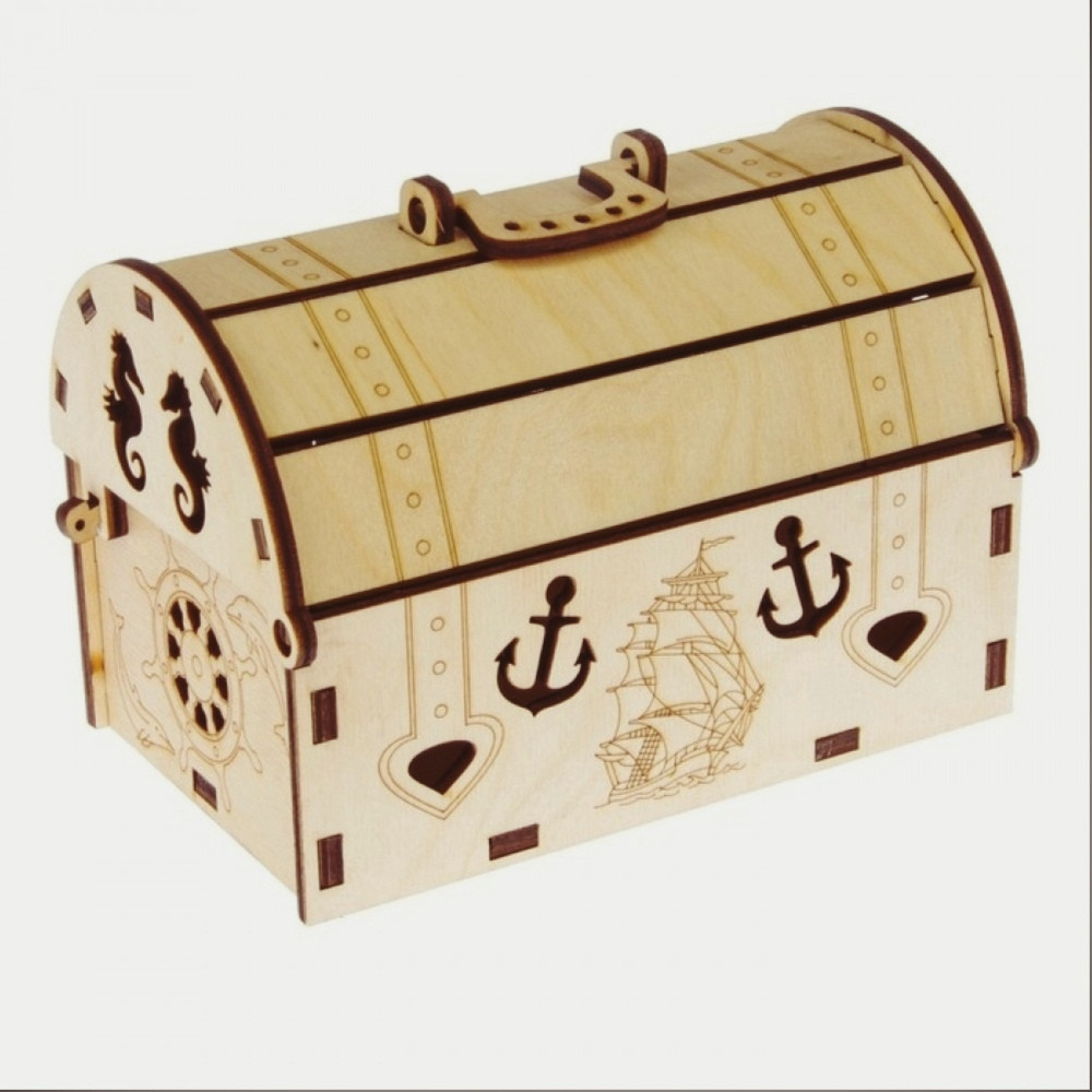 Laser Cut Treasure Chest Box Free Vector