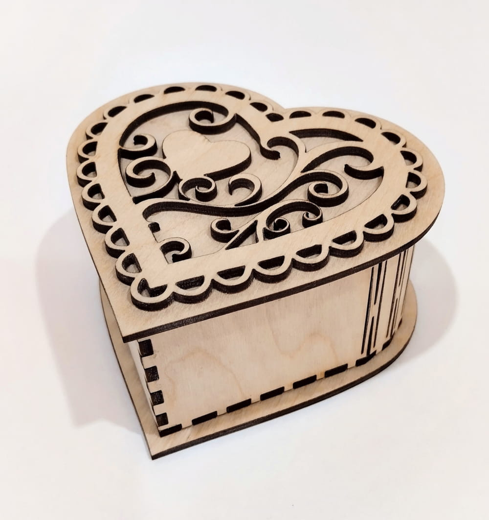 Laser Cut Wooden Heart Box