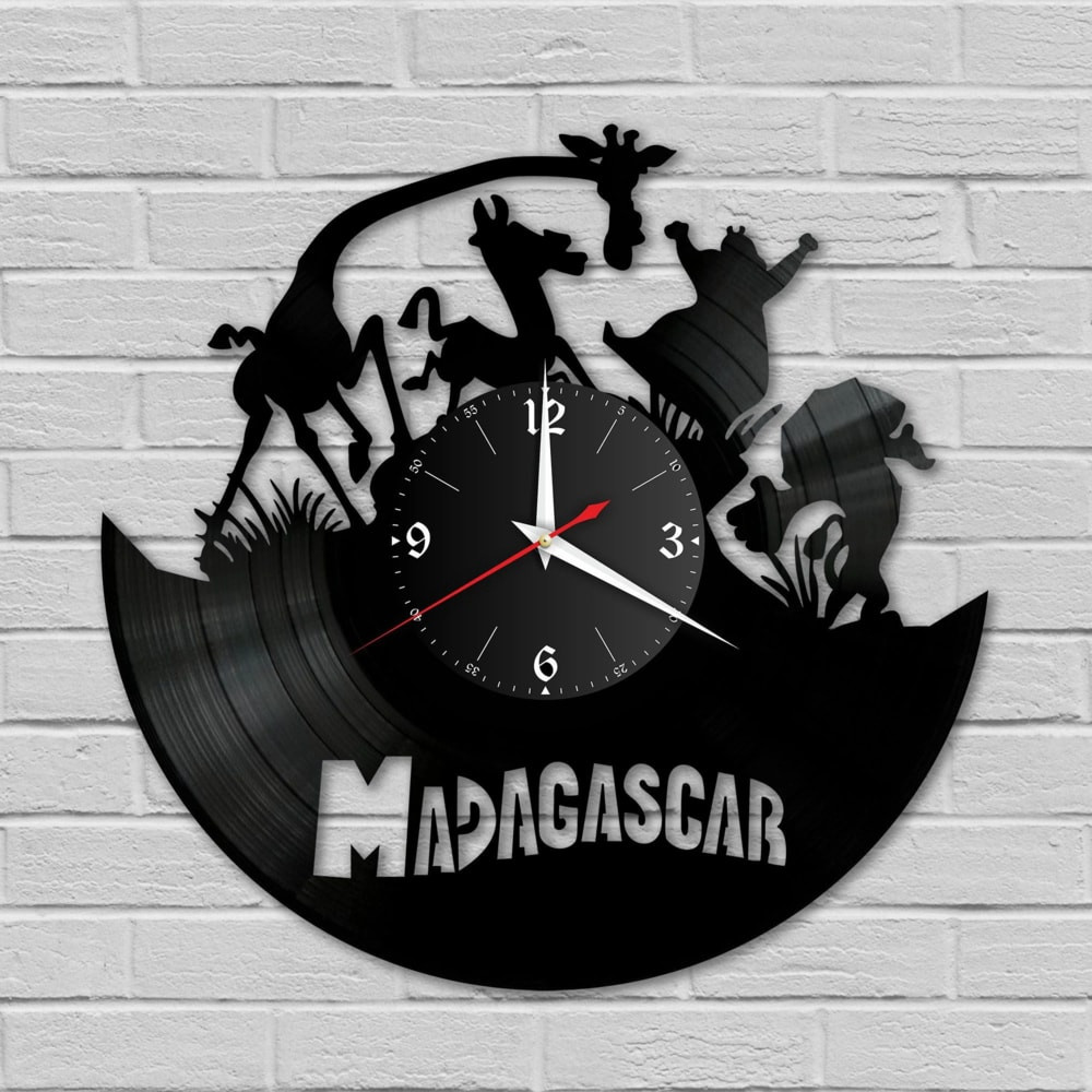 Laser Cut Madagascar Vinyl Wall Clock