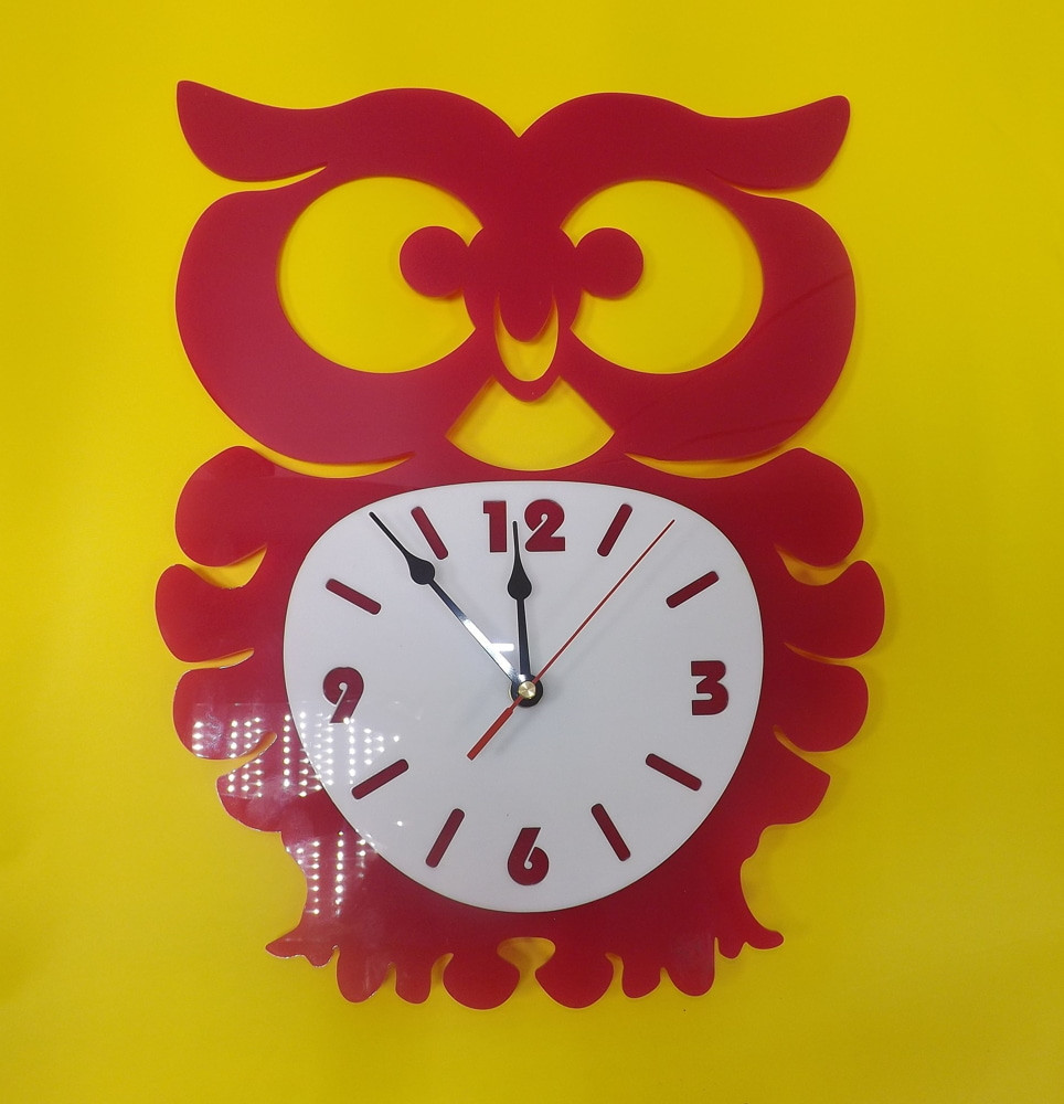 Laser Cut Owl Acrylic Wall Clock