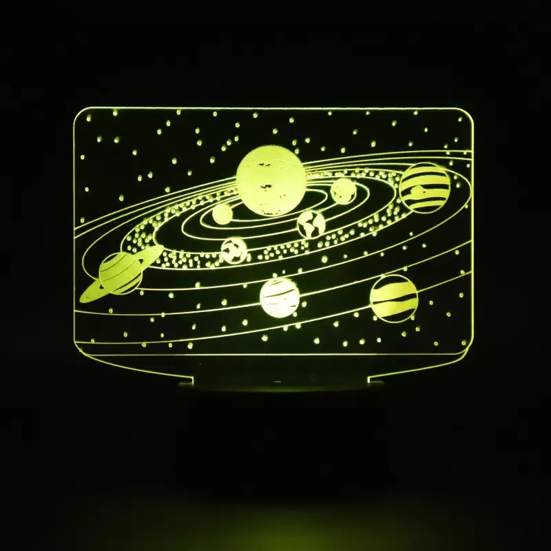 Laser Cut Solar System 3D LED Optical Illusion Lamp